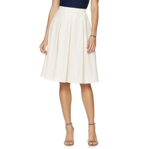 Off White Pleated Perforated Faux Leather Skirt A-Line  Midi Length 6